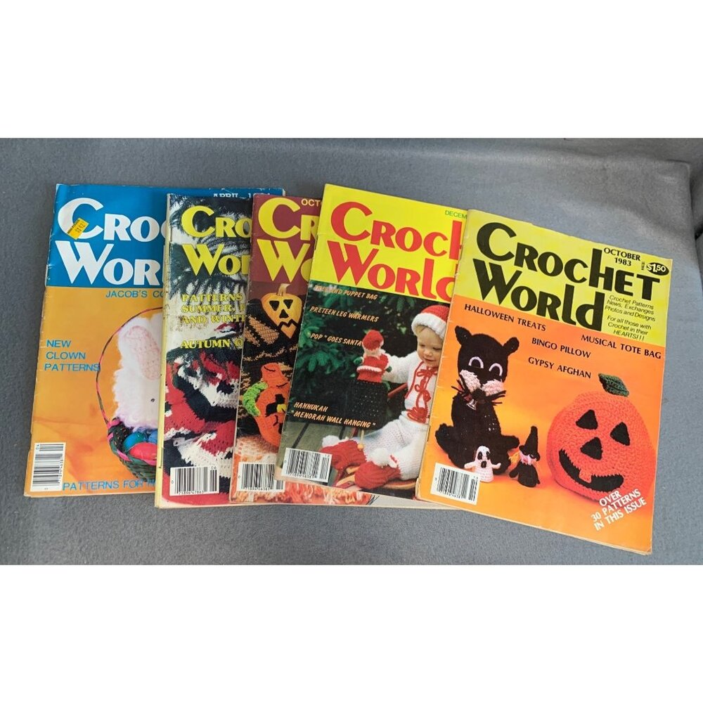 Vintage Crochet World Magazine Set - 5 Issues From 1983-1984
